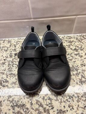 Kids Black School Shoes with Hook-and-Loop Strap